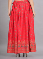 Thumbnail for House of RP Women's Red Rayon Ethnic Printed Circular Skirt - Distacart