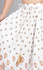 Thumbnail for House of RP Women's White Rayon Ethnic Printed Circular Skirt - Distacart
