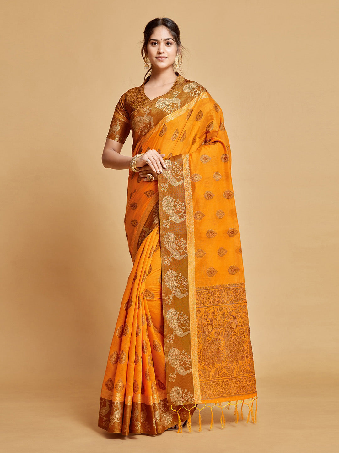 Sangria Ethnic Motifs Woven Design Art Silk Banarasi Saree - Distacart