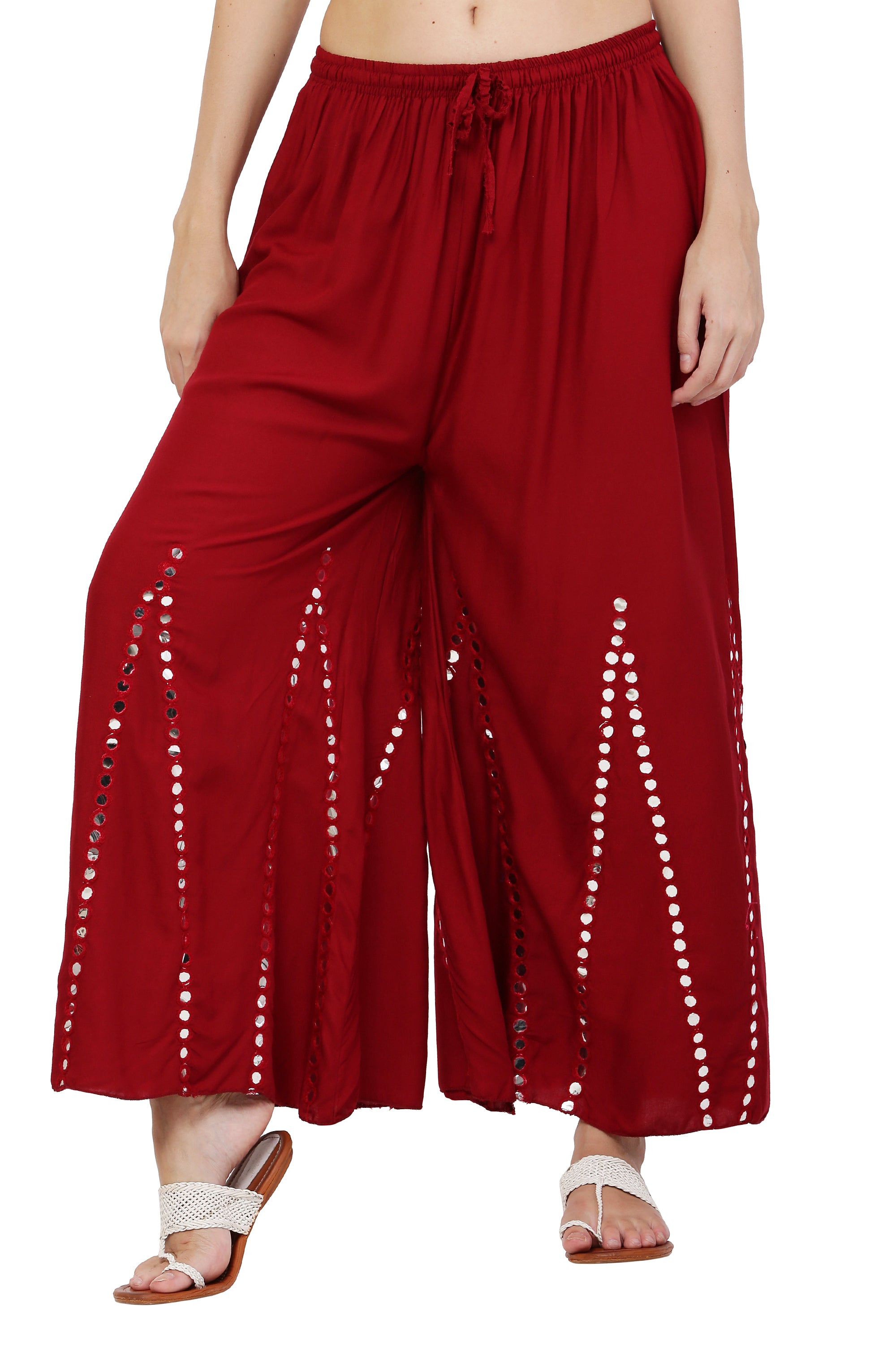 PAVONINE Maroon Color Mirror Embroidery Work Sharara For Women - Distacart