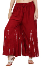 Thumbnail for PAVONINE Maroon Color Mirror Embroidery Work Gharara - Distacart