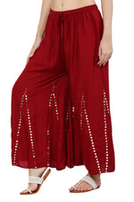 Thumbnail for PAVONINE Maroon Color Mirror Embroidery Work Gharara - Distacart