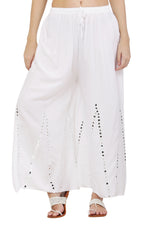 Thumbnail for PAVONINE White Color Mirror Embroidery Work Gharara - Distacart