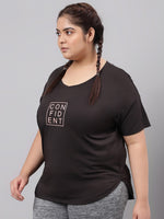 Thumbnail for MKH Plus Size Typography Printed Relaxed Fit Dri-FIT Sports T-shirt - Distacart