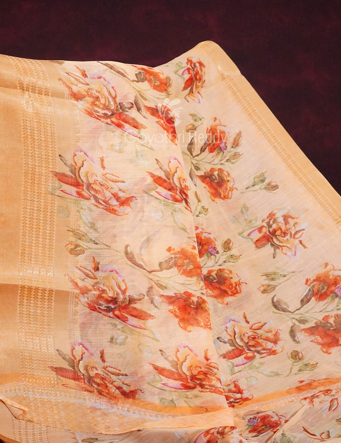 Shades of Orange Colour Printed Semi Chanderi Saree By Gayathri Reddy Designer Studio - Distacart