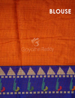 Thumbnail for Orange Coloured Saree With Contrast Royal Blue Printed Semi Soft Silk Kota Saree By Gayathri Reddy Designer Studio - Distacart