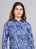Thumbnail for House of RP Women's Blue Cotton Floral Printed Casual Shirt - Distacart