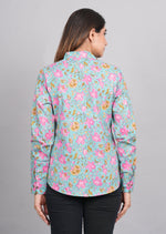 Thumbnail for House of RP Women's Green Cotton Floral Printed Casual Shirt - Distacart