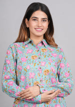 Thumbnail for House of RP Women's Green Cotton Floral Printed Casual Shirt - Distacart