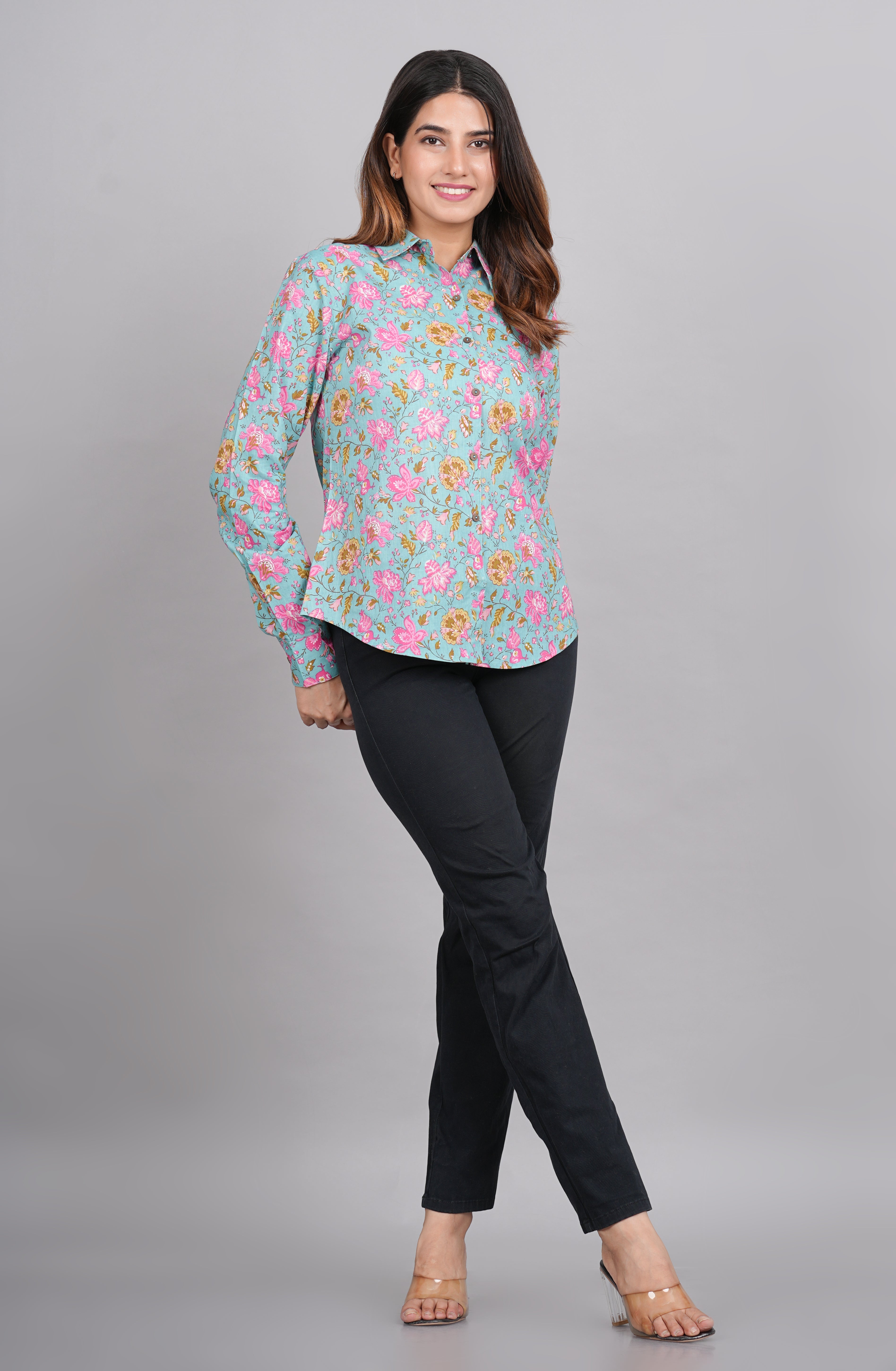 House of RP Women's Green Cotton Floral Printed Casual Shirt - Distacart