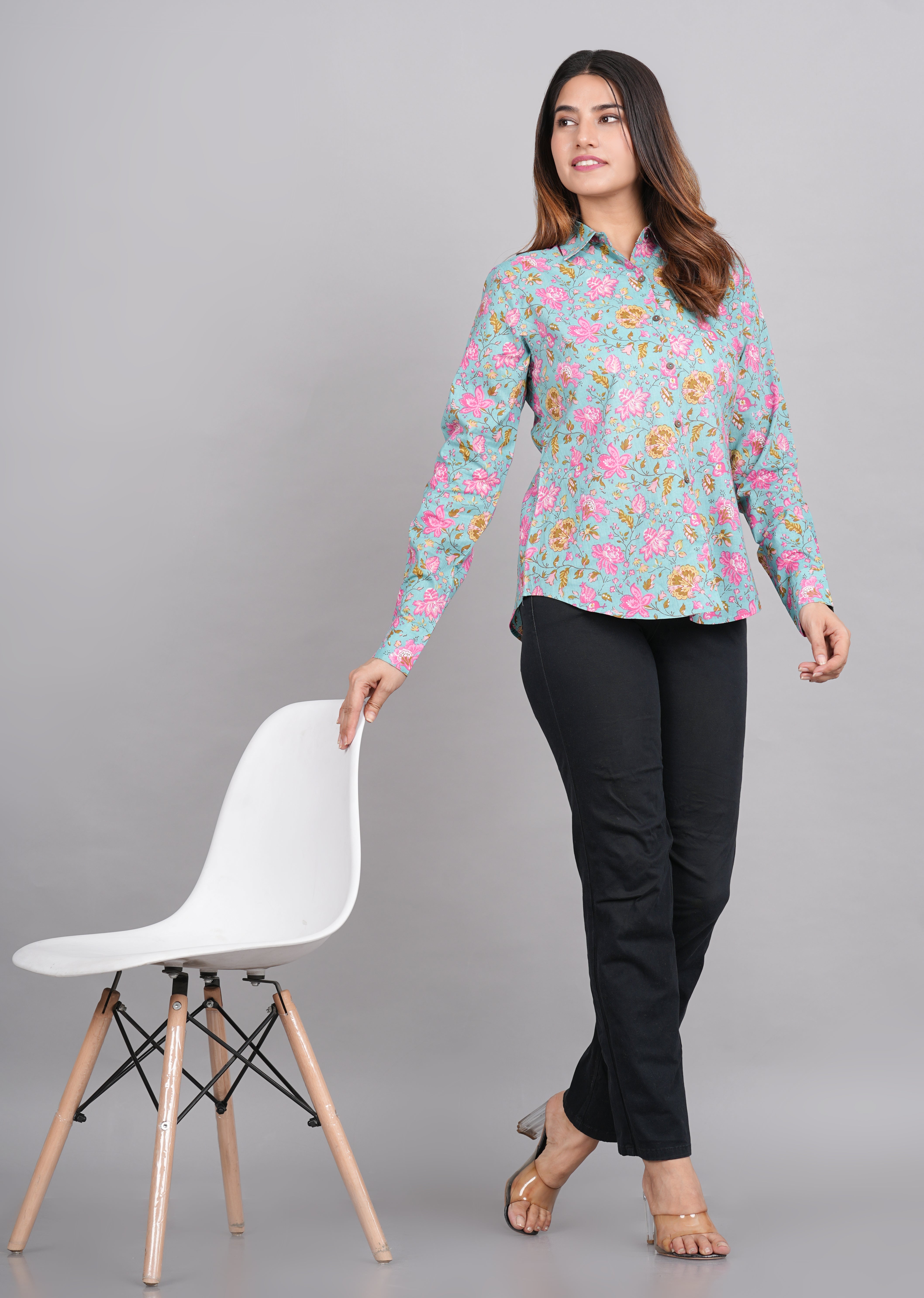 House of RP Women's Green Cotton Floral Printed Casual Shirt - Distacart