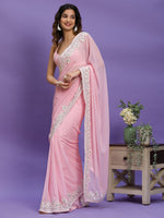 Thumbnail for Koskii Embroidered Sequinned Poly Georgette Saree - Distacart