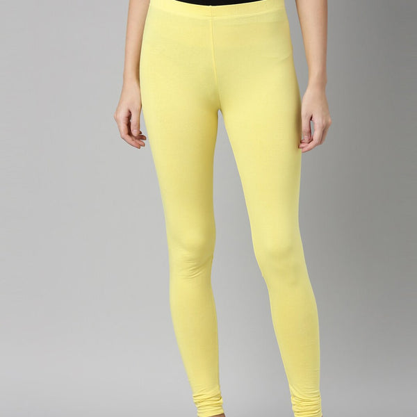 Souchii Yellow Solid Slim-Fit Churidar-Length Leggings - Distacart