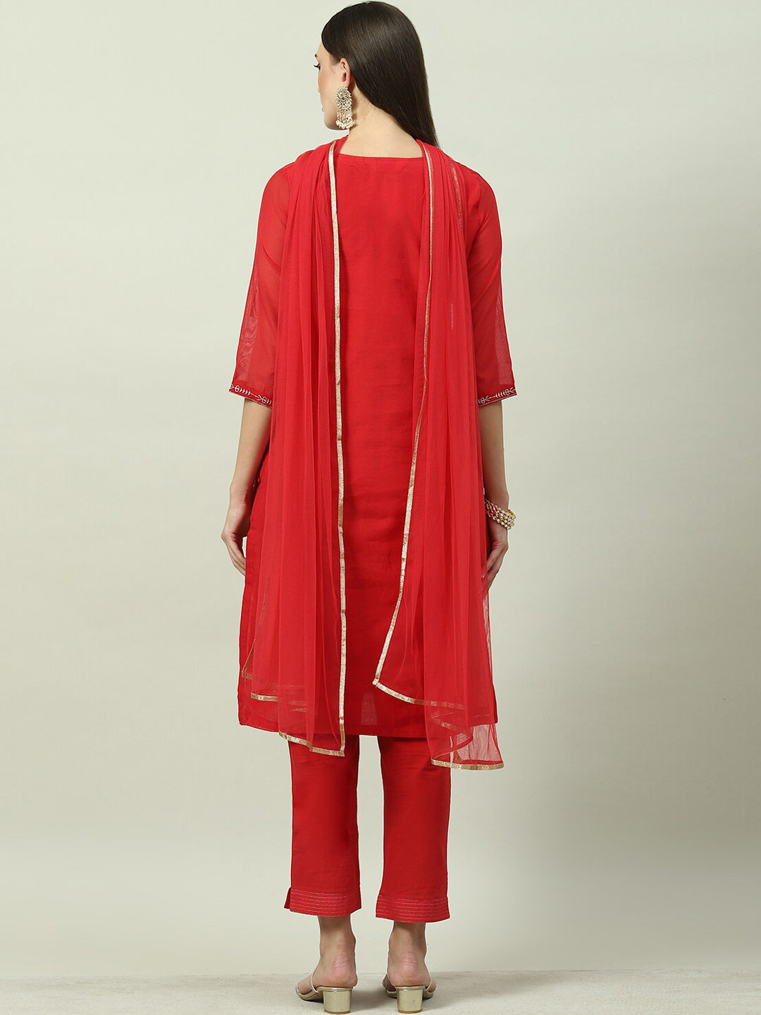 Biba Ethnic Motifs Embroidered Kurta with Trousers & Dupatta - Distacart