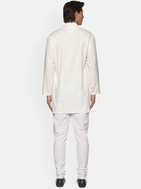 Thumbnail for Sethukrishna Men Cream-Coloured Striped Pure Cotton Kurta with Pyjamas - Distacart