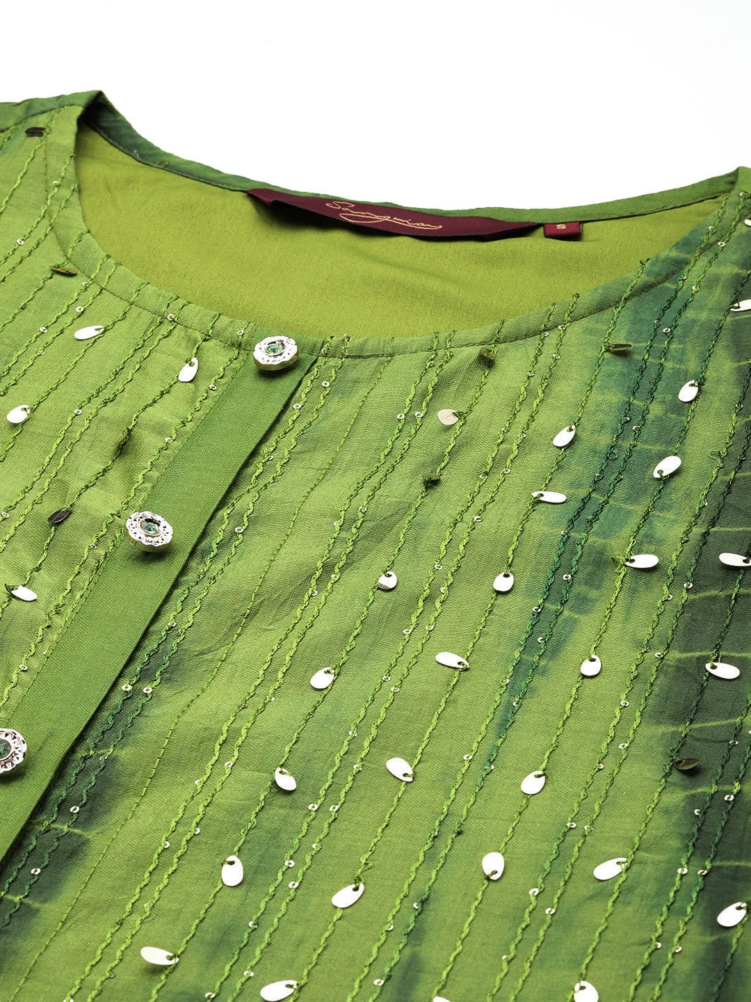 Sangria Women Dyed Regular Sequinned Kurta with Trousers - Distacart