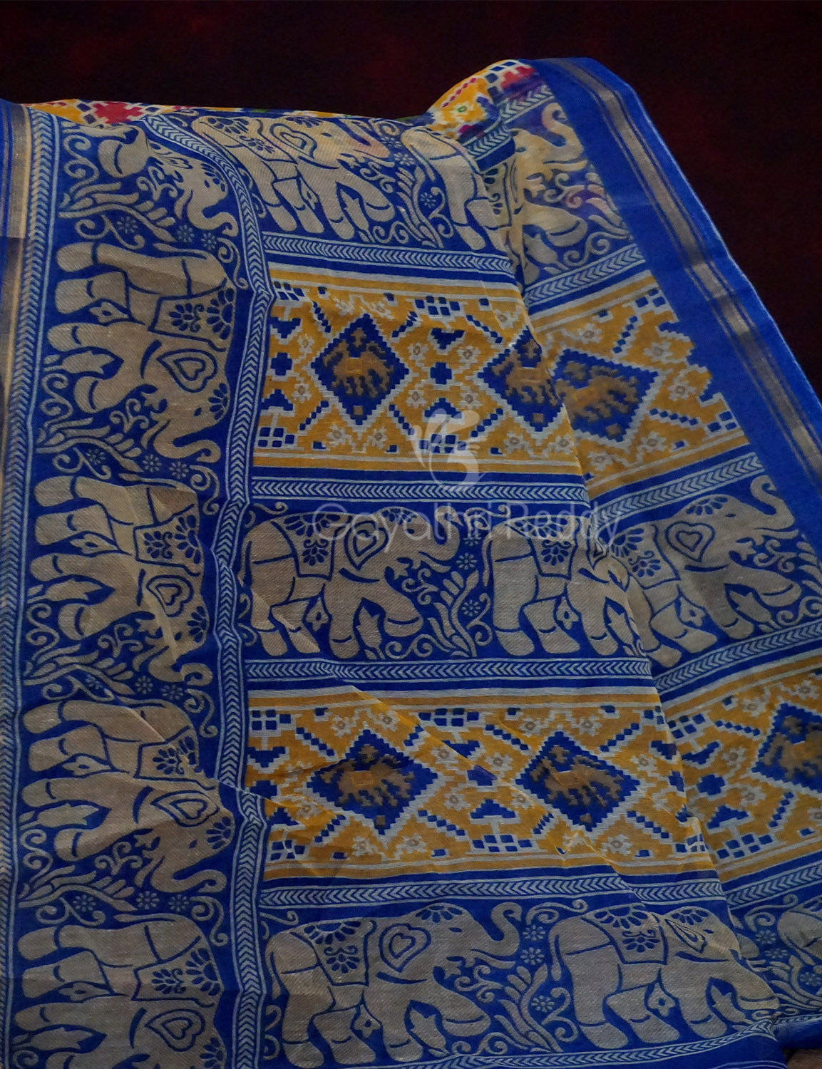 Yellow Colour All Over Print Semi Chanderi Saree By Gayathri Reddy Designer Studio - Distacart