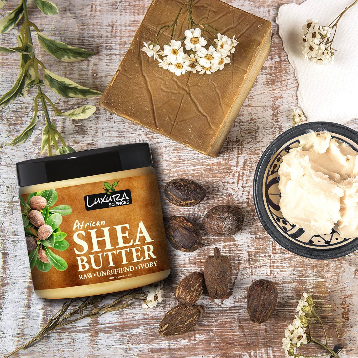 Luxura Sciences African Raw Shea Butter Unrefined Organic Ivory for Skin and Body - Distacart