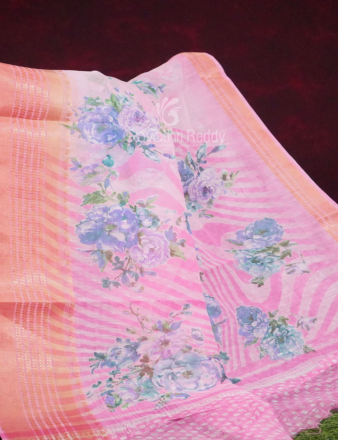 Shades of Baby Pink Colour Printed Semi Chanderi Saree By Gayathri Reddy Designer Studio - Distacart