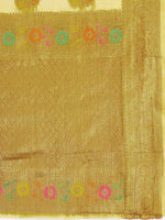 Thumbnail for Mitera Yellow & Beige Floral Zari Organza Kanjeevaram Saree - Distacart