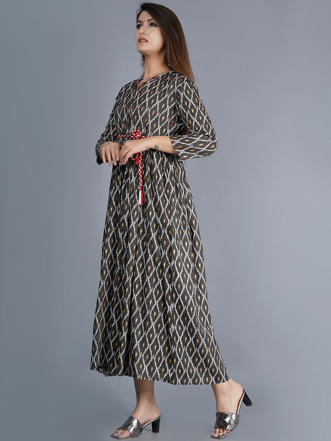 Kalini Women Brown Ethnic Motifs Printed Kurta - Distacart