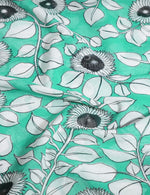 Thumbnail for Gleaming Sea Green Kalamkari Cotton Linen Printed Saree By Gayathri Reddy Designer Studio - Distacart