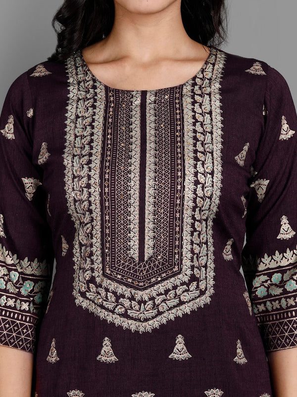 Kalini Ethnic Motifs Printed Thread Work Kurta & Trousers With Dupatta - Distacart