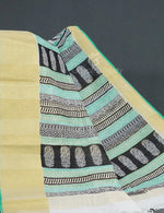 Thumbnail for Gleaming Sea Green Kalamkari Cotton Linen Printed Saree By Gayathri Reddy Designer Studio - Distacart
