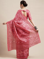 Thumbnail for Saree Mall Peach-Coloured & White Floral Art Silk Sarees - Distacart