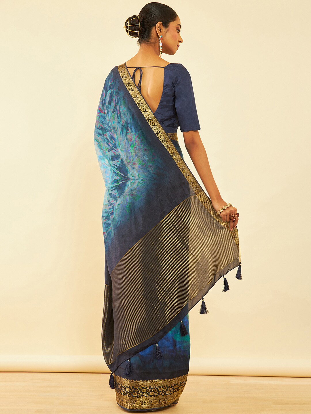 Soch Woven Design Floral Printed Tussar Saree - Distacart