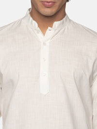 Thumbnail for Sethukrishna Men Cream-Coloured Pure Cotton Kurta with Pyjamas - Distacart