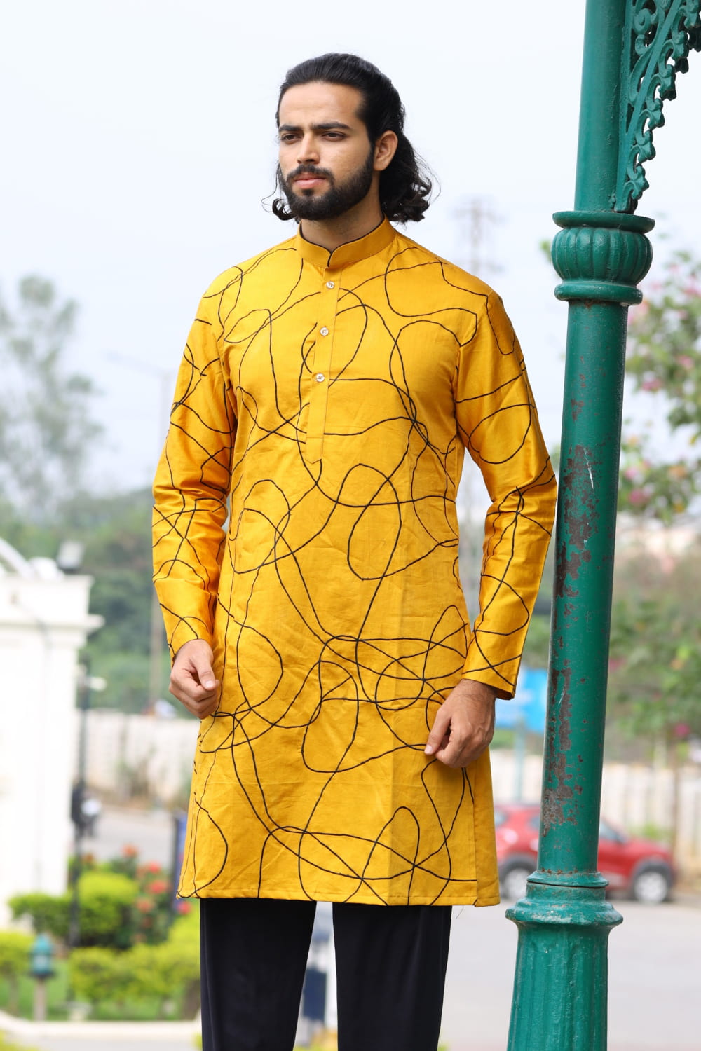 Niran Yellow Designer Men's kurta by Hilo Designs - Distacart