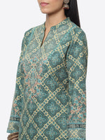 Thumbnail for Biba Women Green Ethnic Motifs Printed Thread Work Straight Kurta - Distacart