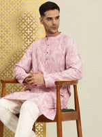 Thumbnail for House of Pataudi Men Paisley Embroidered Sequinned Thread Work Jashn Kurta with Churidar - Distacart