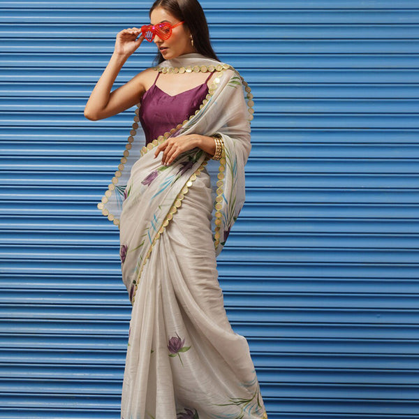 Tikhi Imli Floral Printed Poly Chiffon Saree - Distacart