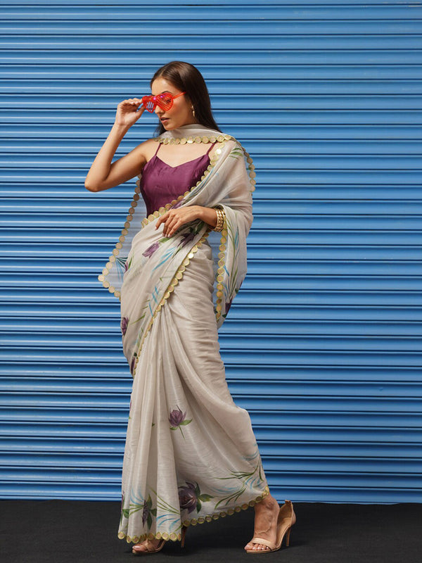Tikhi Imli Floral Printed Poly Chiffon Saree - Distacart