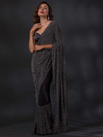 Thumbnail for Koskii Embellished Stones Work Poly Crepe Saree With Blouse Piece - Distacart