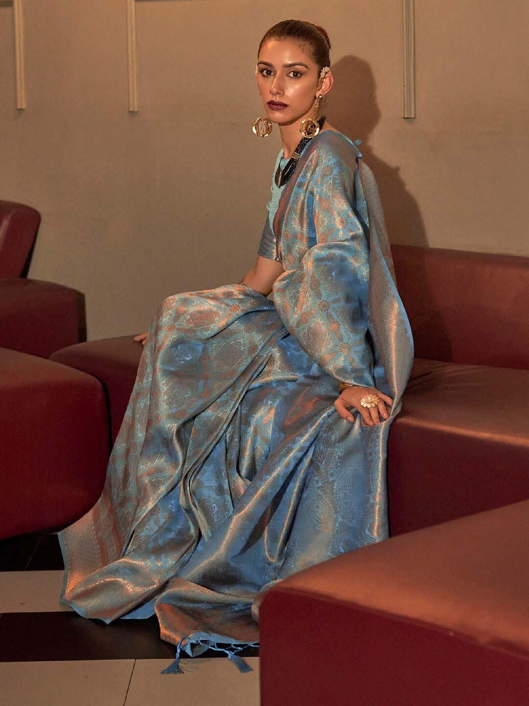 Saree Mall Woven Design Zari Silk Blend Kanjeevaram Sarees - Distacart