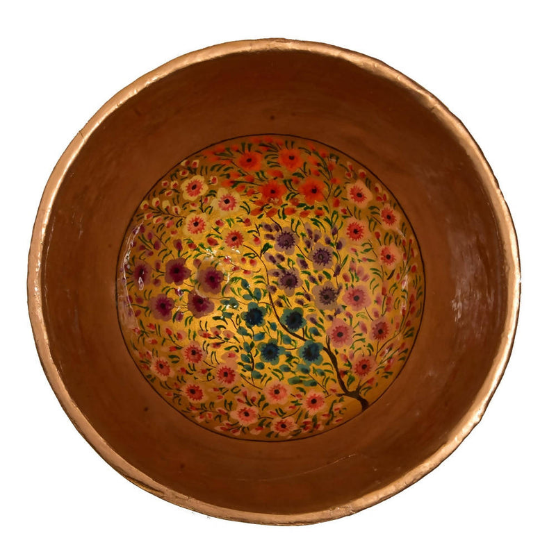 Nizalia Floral Motif Embossed Paper Mache Bowl