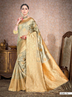Thumbnail for Vardha Oyster Yellow Woven Banarasi Saree