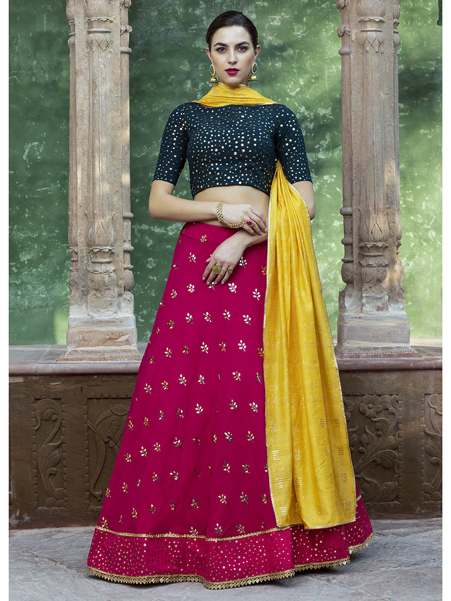 Myra Rani & Dark Green Georgette Embroidered Designer Lehenga - Distacart