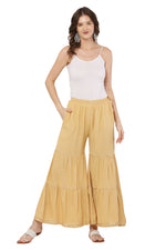 Thumbnail for PAVONINE Beige Color 3-Panels Golden Gota Flared Sharara For Women - Distacart