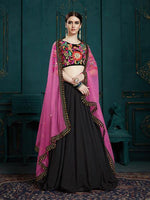 Thumbnail for Myra Black Georgette Embroidered Lehenga - Distacart
