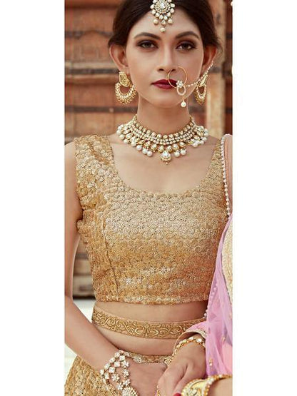 Myra Beige Soft net Lahanga - Distacart
