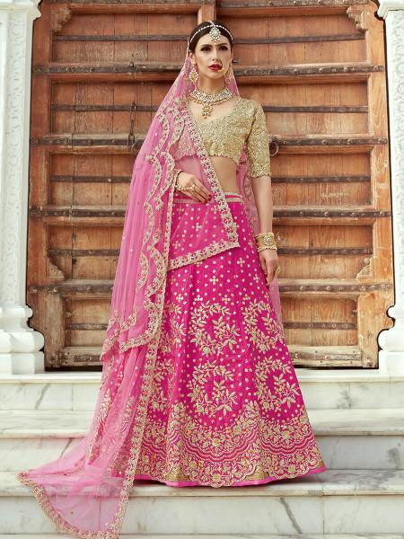 Myra Magenta Art Silk Lahanga - Distacart