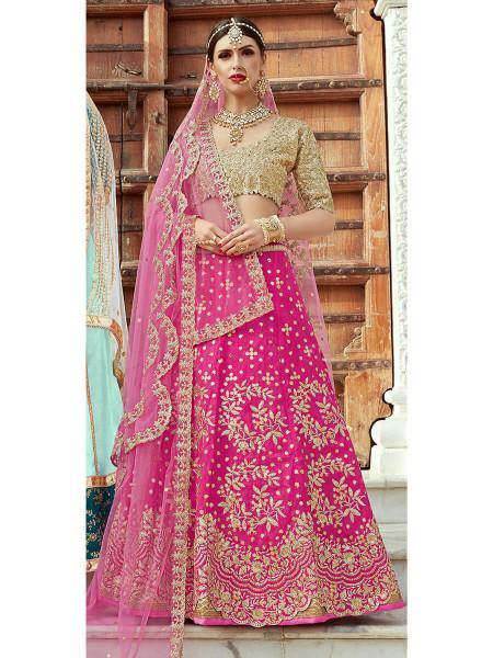 Myra Magenta Art Silk Lahanga - Distacart