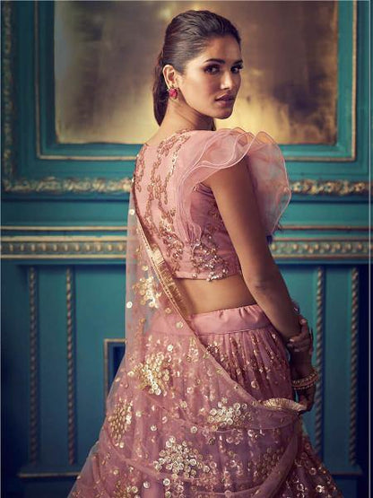 Myra Purpul Heavy Embroidered Net Lehenga - Distacart
