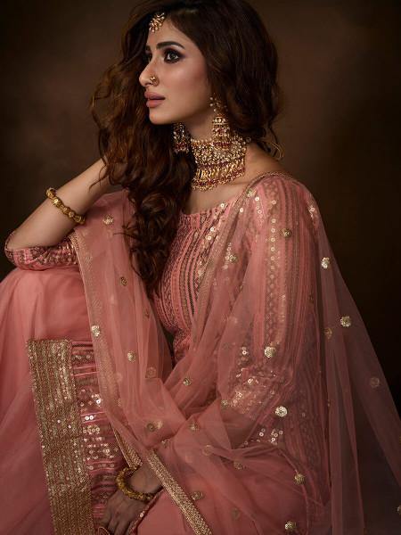 Myra Pink Soft Net Gharara Suit - Distacart