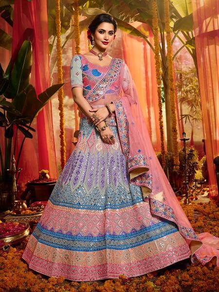 Myra Grey and Pure Organza Embroidered Lehenga - Distacart