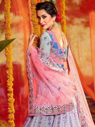 Myra Grey and Pure Organza Embroidered Lehenga - Distacart